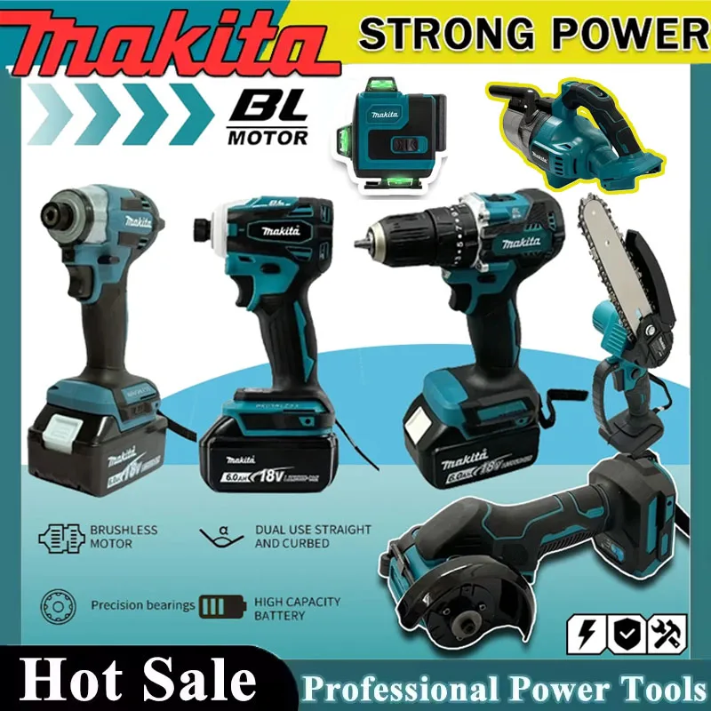 Power Tools Use - Makita Akülü Elektrikli El Aletleri Seti