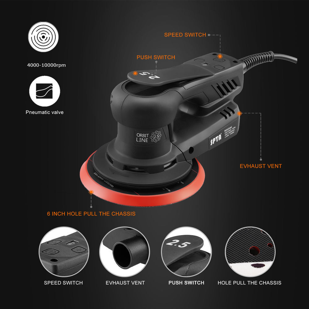 SPTA 350W elektrikli araba ras - Random Orbital Sander incelemesi ve fiyatı
