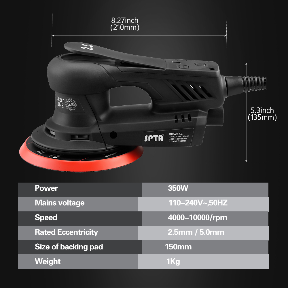 SPTA 350W elektrikli araba ras - Random Orbital Sander incelemesi ve fiyatı